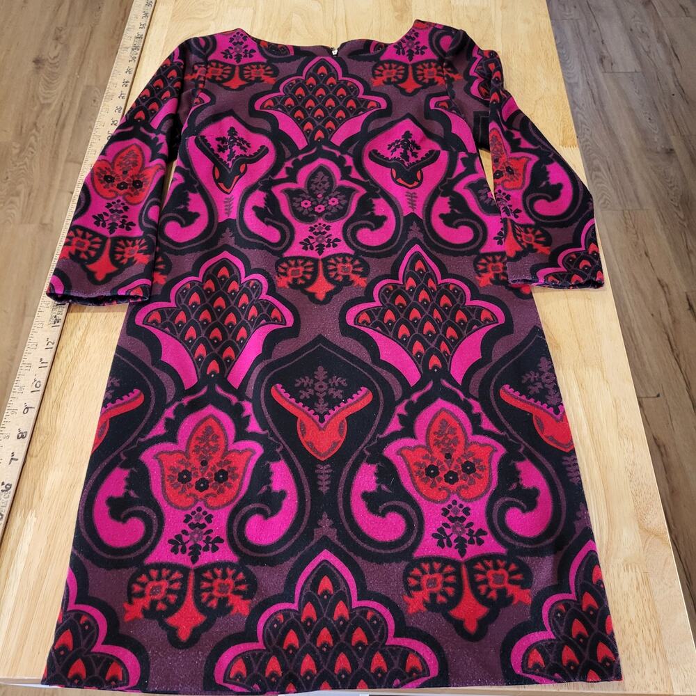 Taylor Pink Paisley Print Knit Pencil Dress Long Sleeve Midi 16" P2P